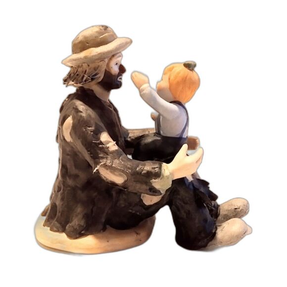 Vintage Emmett Kelly Limited Edition Ceramic Figurine Holding Child by Flambro - Picture 2 of 5